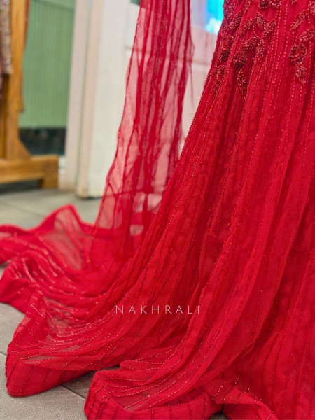 Elara Red Sequin Indo-Western Lehenga Set