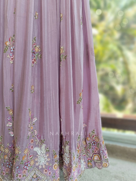 Rayaha Purple Anarkali Set with Multicolor Embroidery & Bead Work