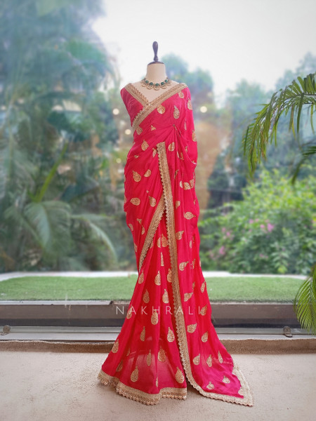 The Floaty Pallu Red Georgette Saree