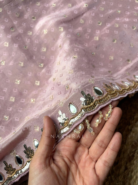 Monarch Shisha pink Saree with Readymade Blouse