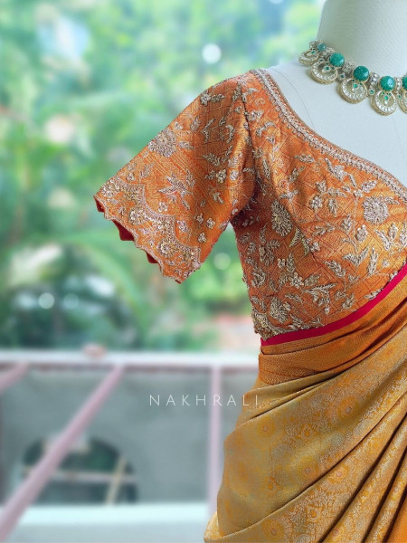 Rajanya Orange Saree with Readymade Blouse