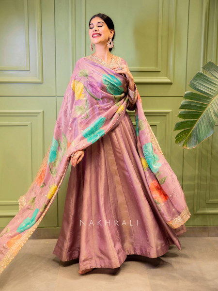 Alfaaz Pink Onion Anarkali Set