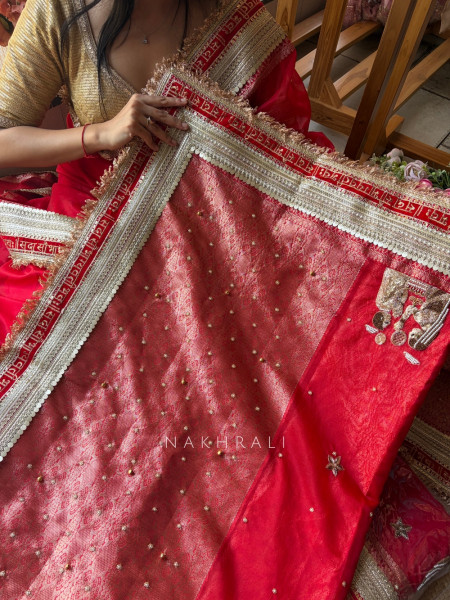 The Saubhagya Red Organza Silk Saree