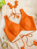 Malika Orange Blouse with Petal Tie-Back Detail