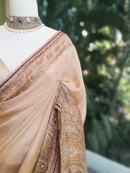 Victoria 2 Piece Beige Saree