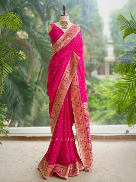 Ranisa Drape Magenta Silk Brocade Saree