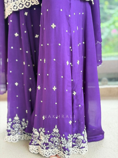 Glacier Bloom Purple Plazzo Suit Set
