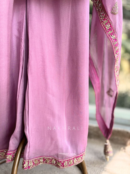 Rivaya Purple Zari Gota Patti Kurta Palazzo Set