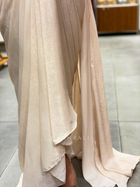 Noctra Glow Beige Ready-to-Drape Saree