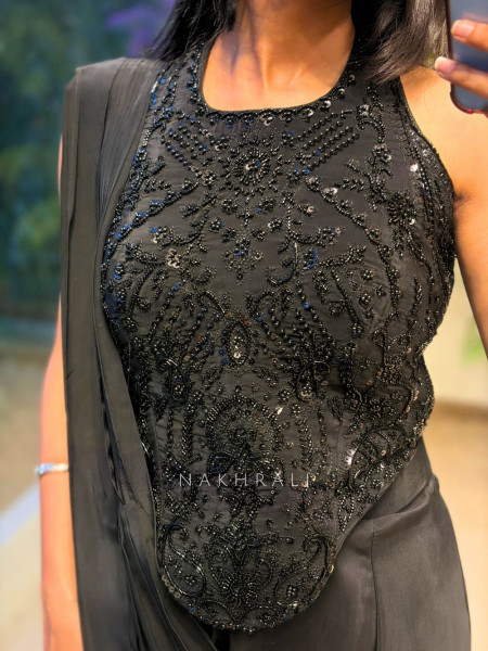 Coco  Black Drape Saree Cut Dana & Sequin Work