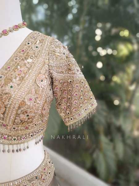 Virel Olive Embroidered Lehenga Set