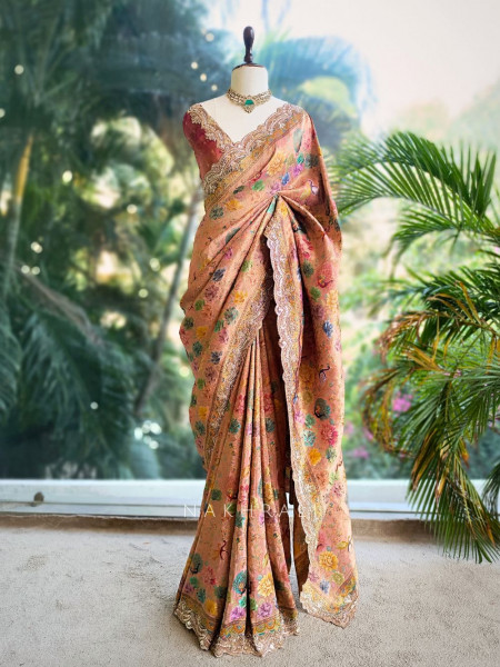 Ridhi Pink Saree with Cut Dana and Sequin Work