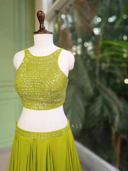 Zaylith Bead Embellished Lehenga Set with Cape Dupatta