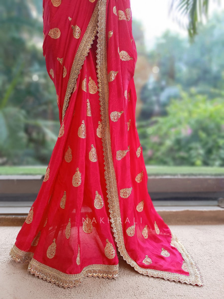 The Floaty Pallu Red Georgette Saree