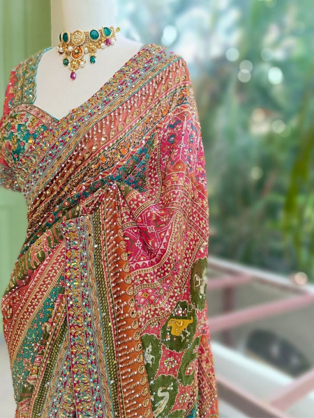 Noor-e-Aftab Multicolor Printed Saree with Sequin Embroidery