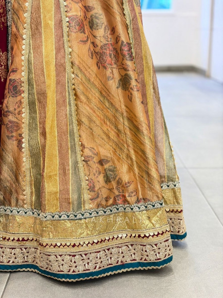 Mridula Bottle Green Banarasi Silk Lehenga Set