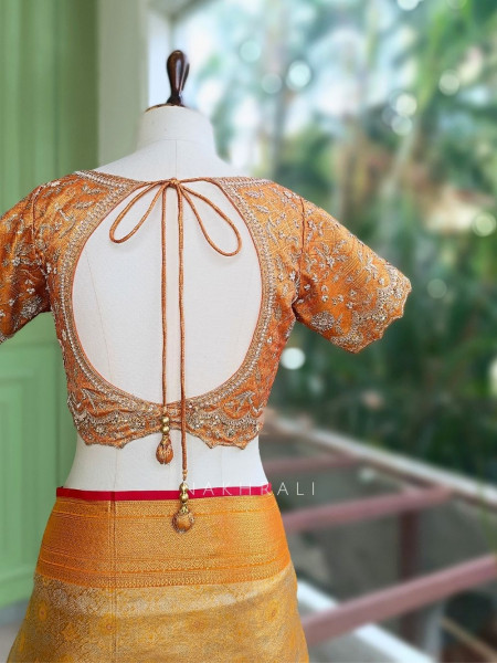 Rajanya Orange Saree with Readymade Blouse