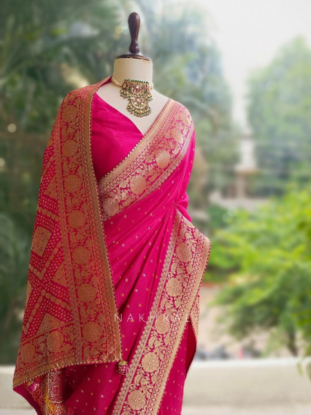 Ranisa Drape Magenta Silk Brocade Saree