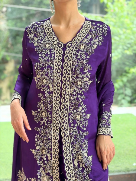 Glacier Bloom Purple Plazzo Suit Set