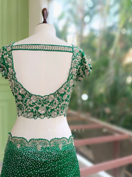 Noorwyn Green Saree with Cut Dana Sequin Work