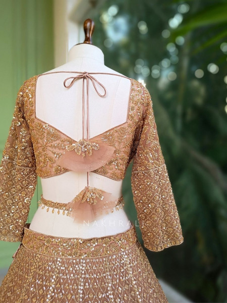 Rivanya Brown Embroidered Lehenga Set