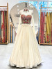 Azure Cream Georgette Indo Western Lehenga with Thread and Mirror Work