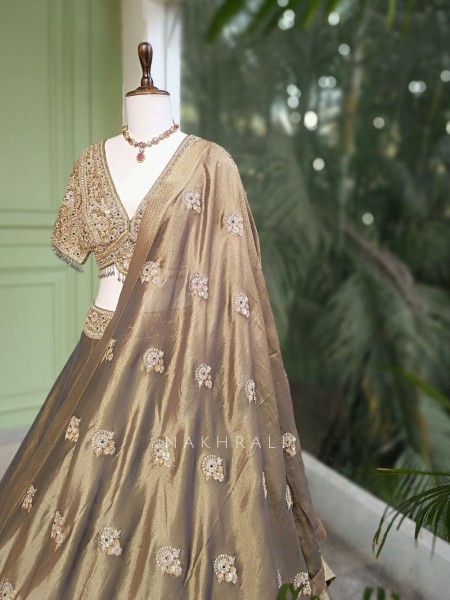 Virel Olive Embroidered Lehenga Set