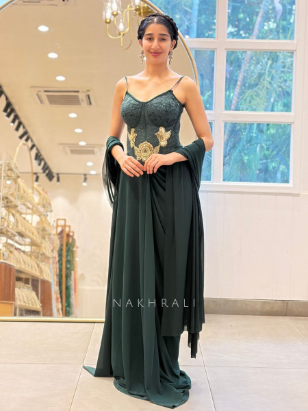 Marcellia Green Corset Cape Skirt Set