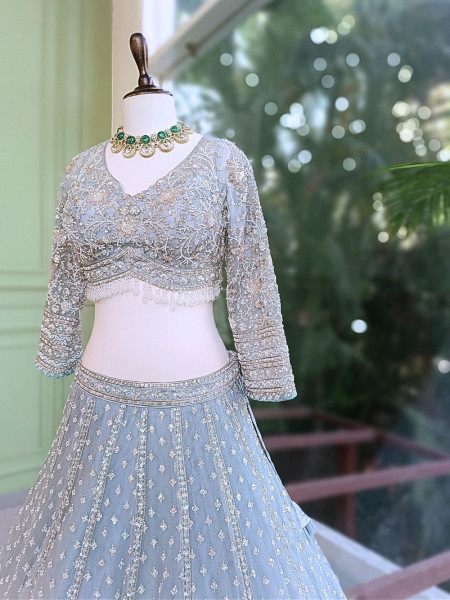 Nirvax Blue Lehenga Set with Cut Dana & Sequin Work