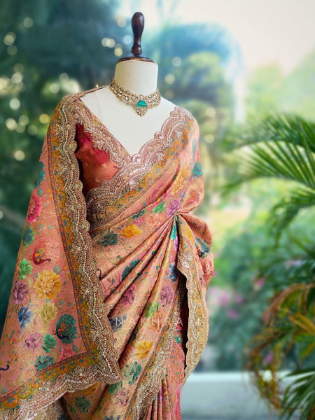 Ridhi Pink Saree with Cut Dana and Sequin Work