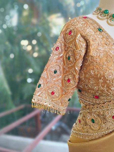 Bloomcrest Olive Embellished Saree with Readymade Blouse