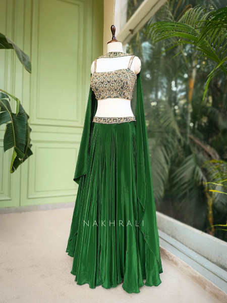 Rivaan Green Lehenga Set with Sequin Zari and Bead Work