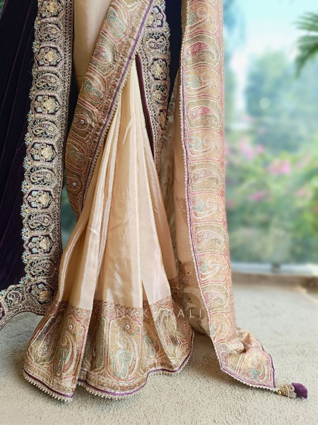 Victoria 2 Piece Beige Saree