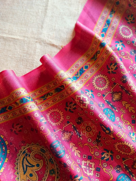 Heritage Red Woolen Printed Dress Material