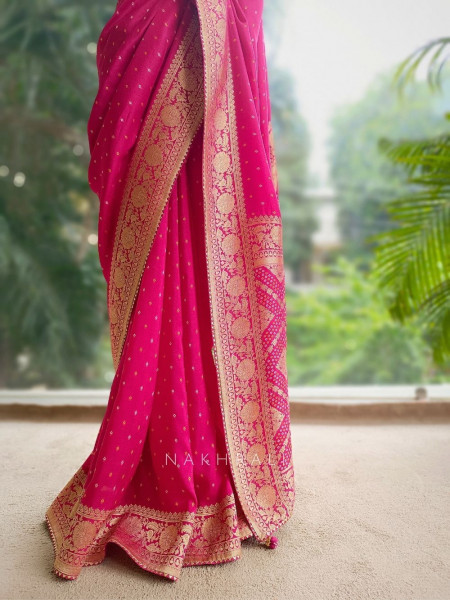 Ranisa Drape Magenta Silk Brocade Saree