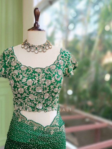 Noorwyn Green Saree with Cut Dana Sequin Work