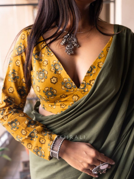 Gajgamini Yellow Cotton Printed Blouse Collection