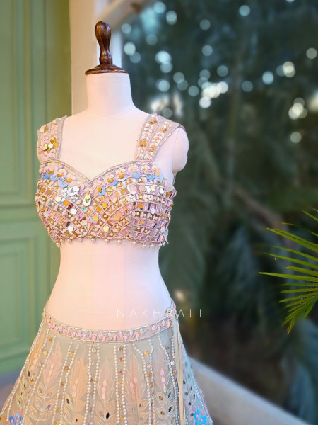 Lunara Pink Sequin Lehenga Set with Beaded Work