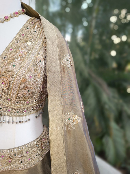 Virel Olive Embroidered Lehenga Set