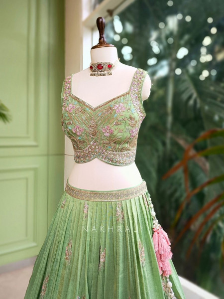 Jade Green Lehenga with Bead and Sequin Work
