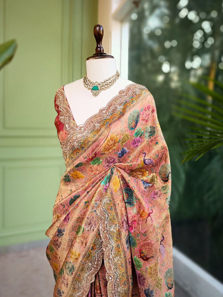 Ridhi Pink Saree with Cut Dana and Sequin Work