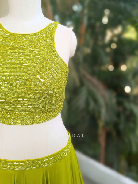 Zaylith Bead Embellished Lehenga Set with Cape Dupatta