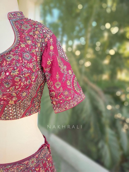 Maribel Maroon Embroidered Lehenga Set