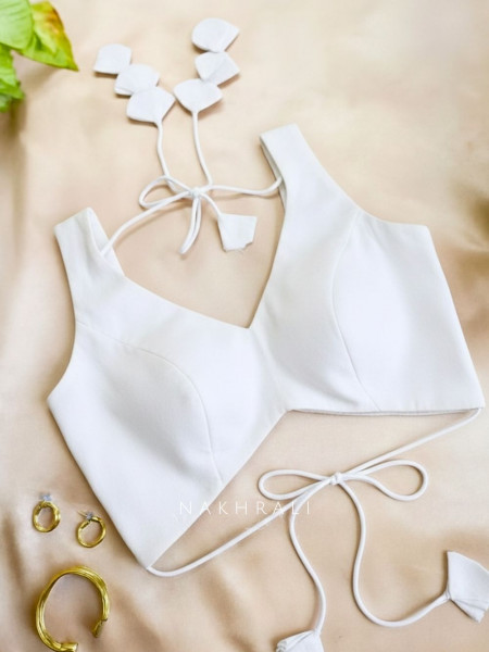 Malika White Blouse with Petal Tie-Back Detail