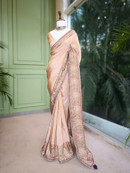 Victoria 2 Piece Beige Saree