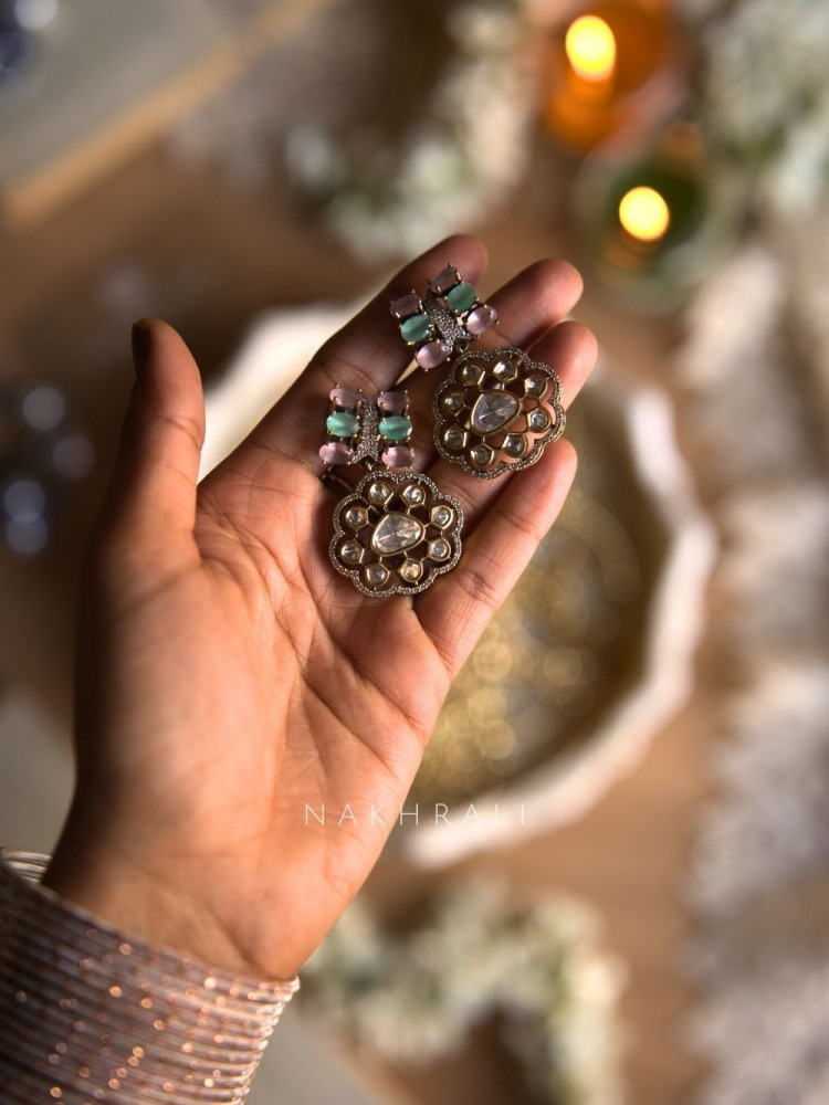 Image of Elysia Multicolor Floral Drop Statement Earrings