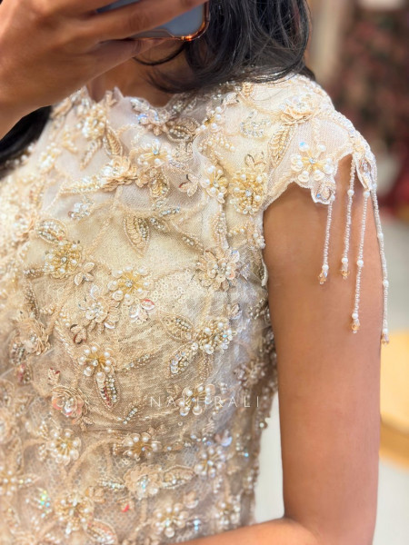 Noctra Glow Beige Ready-to-Drape Saree