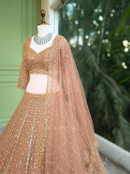 Rivanya Brown Embroidered Lehenga Set