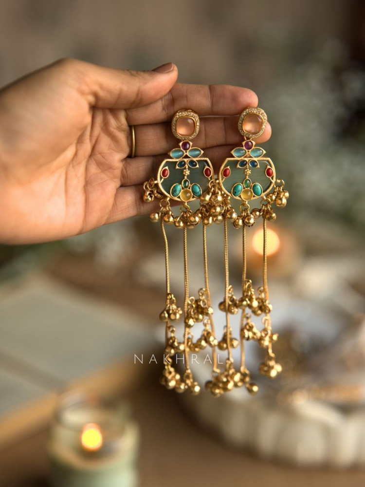 Image of Aveline Green Prism Drop Earrings