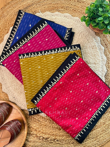 Mehira Mustard Cotton Dress Material with Sequin Detailing